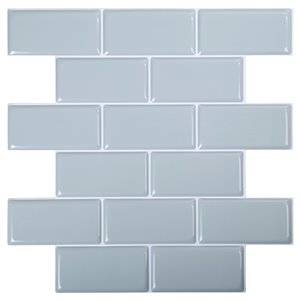 Décalque mural auto-adhésif tuile métro géométrique blanche par Truu Design, 10 po x 10 po
