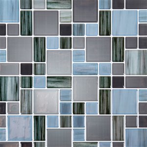 Décalque mural auto-adhésif géométrique bleu et argent par Truu Design, 10 po x 10 po