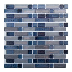Décalque mural auto-adhésif géométrique bleu et gris par Truu Design, 10 po x 10 po