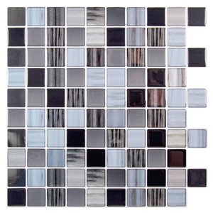 Décalque mural auto-adhésif géométrique noir et gris pâle par Truu Design, 10 po x 10 po