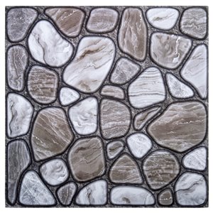 Décalque mural auto-adhésif effet pierre géométrique gris par Truu Design, 11,8 po x 11,8 po