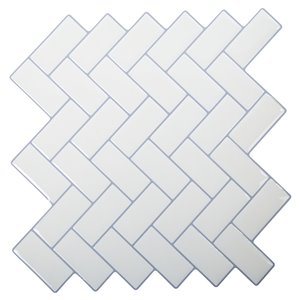 Décalque mural auto-adhésif chevron géométrique blanc par Truu Design, 10 po x 10 po