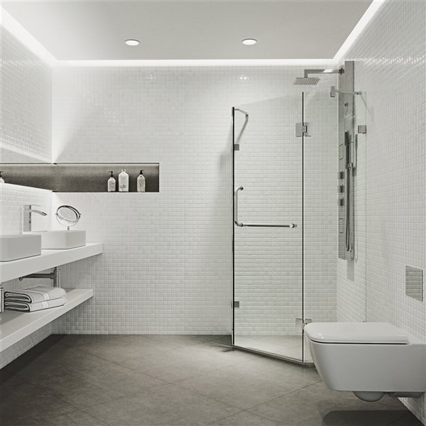 VIGO Piedmont&nbsp;34-in D x&nbsp;34-in W x&nbsp;73-in H Chrome Frameless Hinged Shower Enclosure with Clear Glass