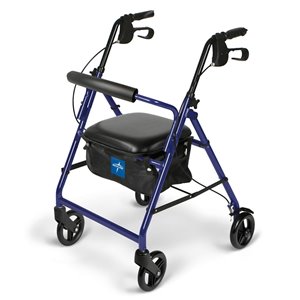Medline Blue Fold-Up/Easy Storage Rollator Walker with Loop-style brakes 250-lb Weight Capacity