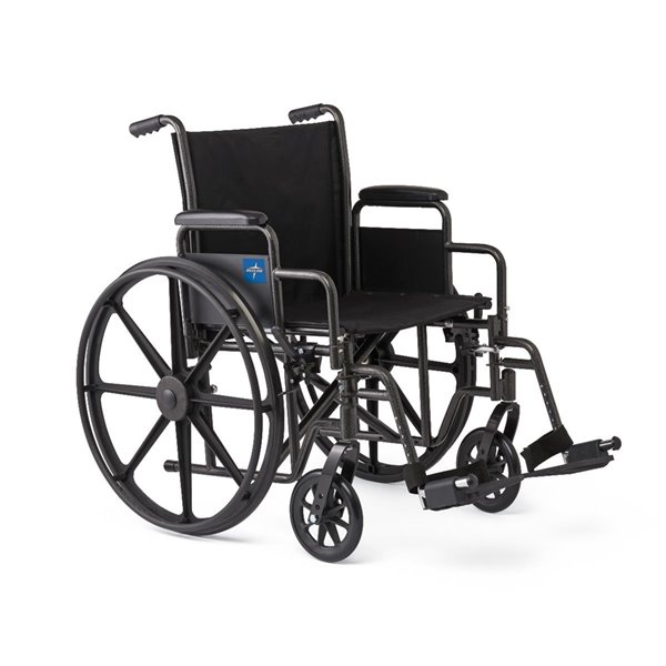 Medline Black 20-in K1 Basic Wheelchair with Swing-Away Leg Rests