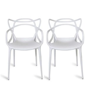 Plata Import Keeper White Dining Chair, Master Chair Replica (Set of 2)
