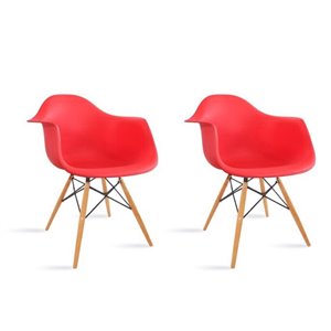 Plata Import Bucket Kid's Chairs 22-in Red Chair with Wood Legs (Set of 2)