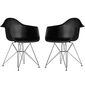 Plata Import Bucket Kid's Chairs 22-in Black with Chrome Legs (Set of 2)