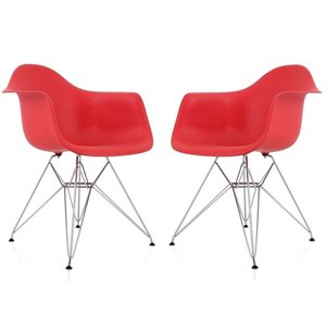 Plata Import Bucket Kid's Chairs 22-in Red with Chrome Legs (Set of 2)