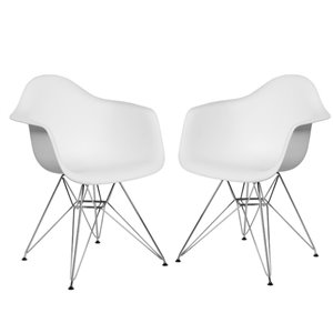 Plata Import Bucket Kid's Chairs 22-in White with Chrome Legs (Set of 2)