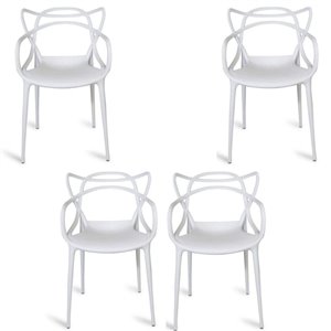 Plata Import Keeper White Dining Chair, Master Chair Replica (Set of 4)