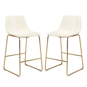 Plata Import Laura White Counter Height (22-in To 26-in) with Black Metal Legs (Set of 2)