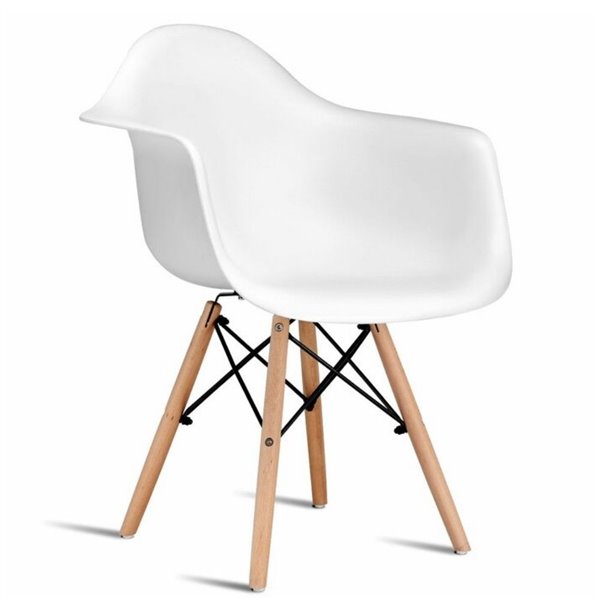 Plata Import Bucket White Dining Chair with Wood Legs (Set of 2)