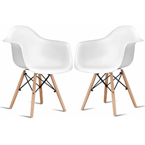 Plata Import Bucket White Dining Chair with Wood Legs (Set of 2)