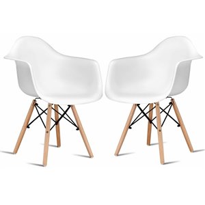 Plata Import Bucket Kid's Chairs 22-in White Chair with Wood Legs (Set of 2)