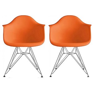 Plata Import Bucket Kid's Chairs 22-in Orange with Chrome Legs (Set of 2)