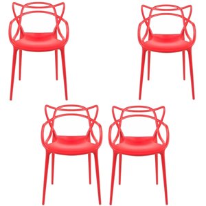 Plata Import Keeper Red Dining Chair, Master Chair Replica (Set of 4)