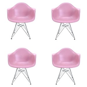 Plata Import Bucket Pink Dining Chair with Chrome Legs (Set of 2)