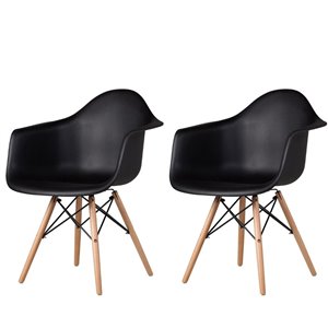 Plata Import Bucket Kid's Chairs 22-in Black Chair with Wood Legs (Set of 2)