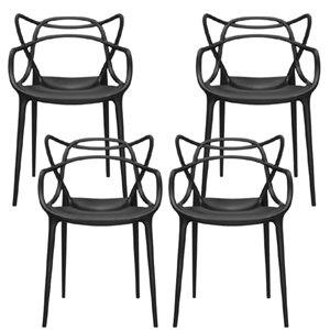 Plata Import Keeper Black Dining Chair, Master Chair Replica (Set of 4)