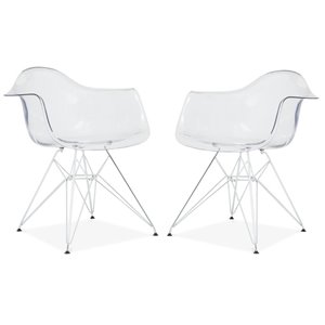 Plata Import Bucket Clear Dining Chair with Clear Legs (Set of 2)