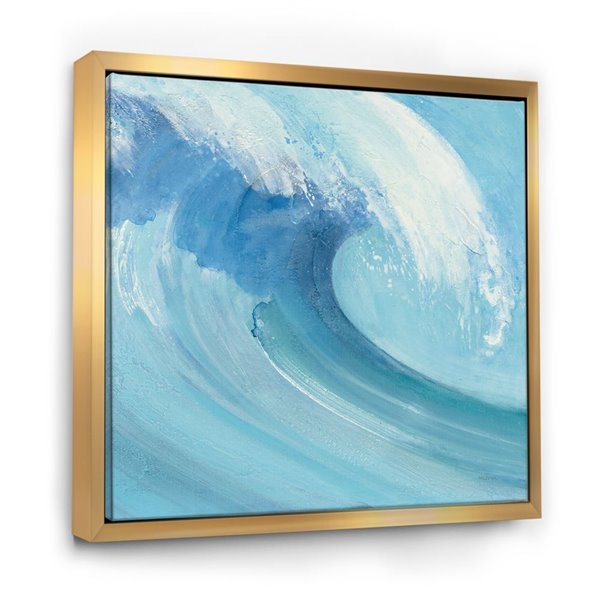 Designart 30-in x 30-in Ocean Wave Handpainted with White Foam Canvas ...