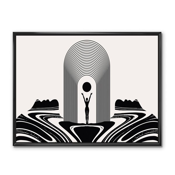 Designart Black Wood Framed 12-in x 20-in Figurative Canvas Wall Panel