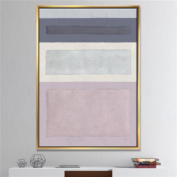 Designart 40-in x 30-in Painted Weaving IV FB Modern/Contemporary Gold Framed Canvas