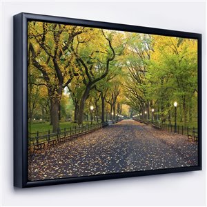 Designart 12-in x 20-in The Mall Area in Central Park with Black Wood Framed Canvas Wall Panel