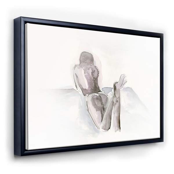 Designart 30-in x 40-in Watercolour Nude 1 Traditional Canvas Wall Art with Black Wood Frame