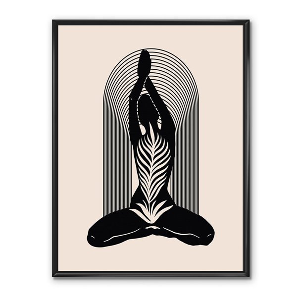 Designart Black Wood Framed 40-in x 30-in Abstract Modern Canvas Wall Panel