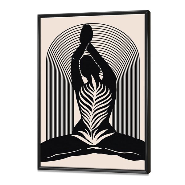 Designart Black Wood Framed 40-in x 30-in Abstract Modern Canvas Wall Panel