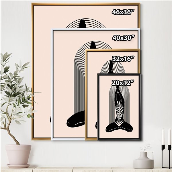 Designart Black Wood Framed 40-in x 30-in Abstract Modern Canvas Wall Panel