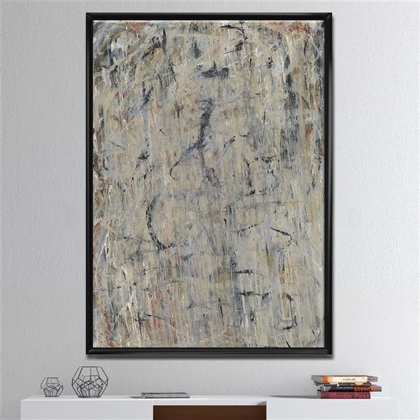 Designart 46-in x 36-in Rocky Road Modern/Contemporary Black Framed Canvas Wall Art