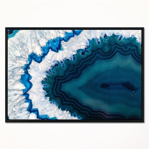 Designart 16-in x 32-in Blue Brazilian Geode Abstract Black Framed Canvas Wall Print