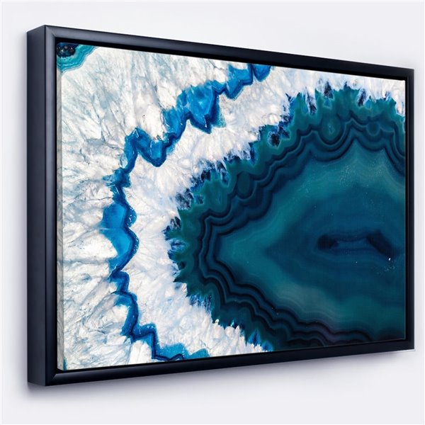 Designart 16-in x 32-in Blue Brazilian Geode Abstract Black Framed Canvas Wall Print