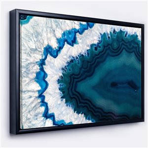 Designart 16-in x 32-in Blue Brazilian Geode Abstract Black Framed Canvas Wall Print