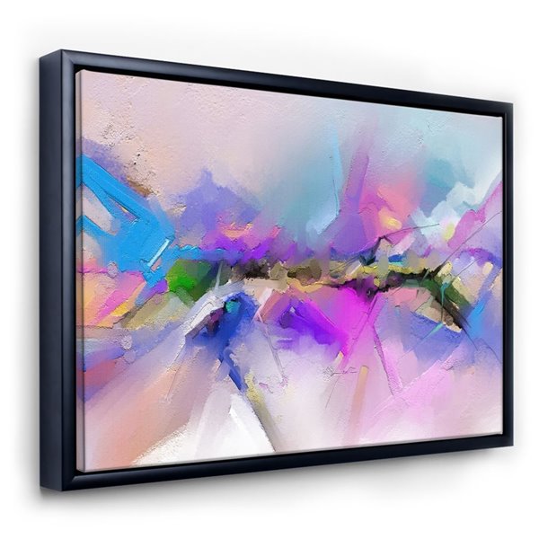 Designart 24-in x 32-in Black River on Purple and Blue Landscape with Black Wood Framed Canvas