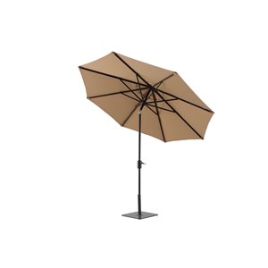 Modern Muse 10-ft Canvas Heather Beige Market Patio Umbrella Push-button