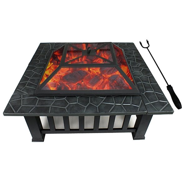 Upland 13.8in W Antique Finish Iron Woodburning Fire Pit RONA