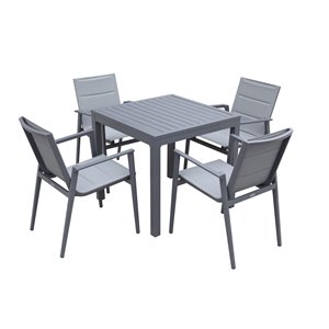 Modern Muse 5-piece Gray Frame Bistro Patio Dining Set with Grey Bistro