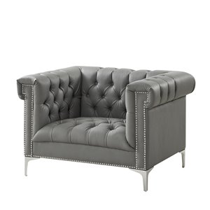 Inspired Home Ramona Modern Grey Faux Leather Club Chair