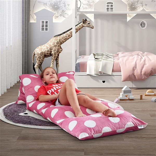 Loungie Floor Pillow in Pink Bean Bag Chair