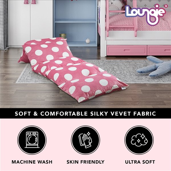 Loungie Floor Pillow in Pink Bean Bag Chair