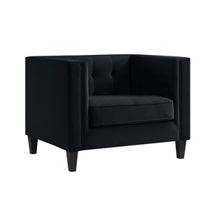 Inspired Home Miah Modern Black Velvet Club Chair