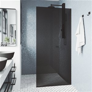 VIGO Frameless Fixed Glass Shower Screen in Matte Black