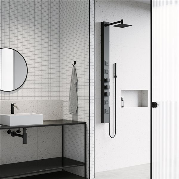 VIGO Sutton Matte Black 4-Spray High Pressure Shower Panel System