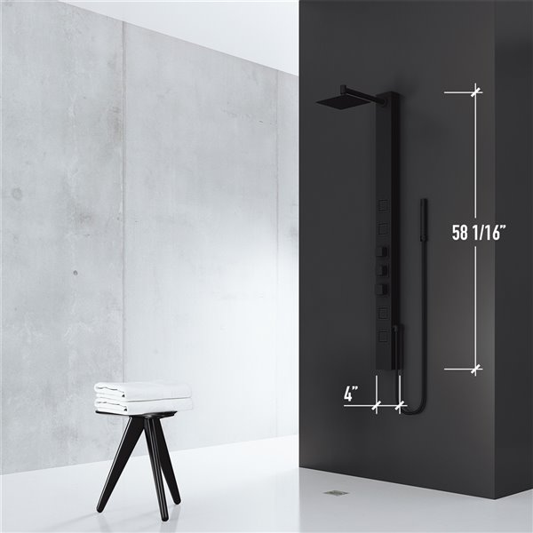 VIGO Sutton Matte Black 4-Spray High Pressure Shower Panel System