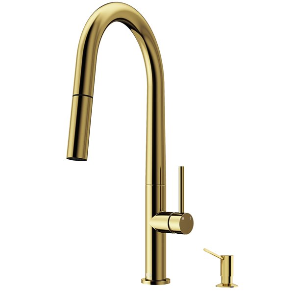 VIGO Greenwich Pull Down Kitchen Faucet In Matte Brushed Gold   330844420 MainImage 001 L 