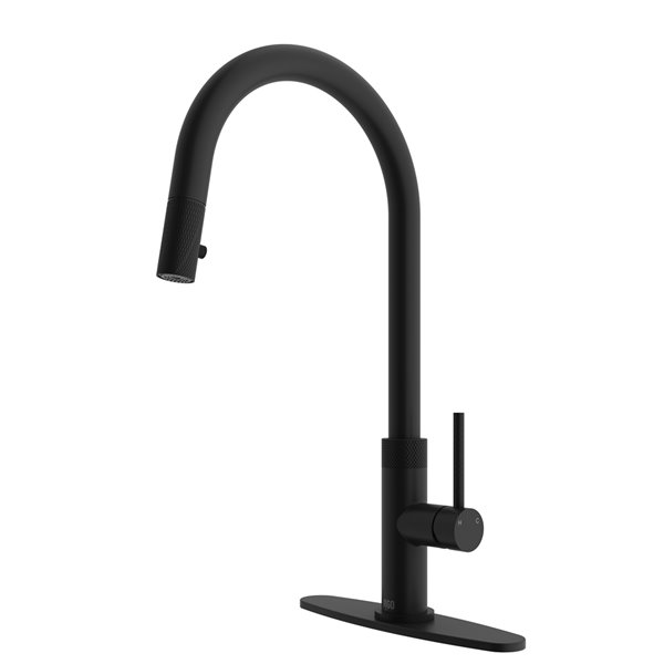 VIGO Bristol Pull-Down Kitchen Faucet with Deck Plate in Matte Black